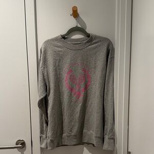 LoveShack Fancy Gray Sweatset with Pink Graphic